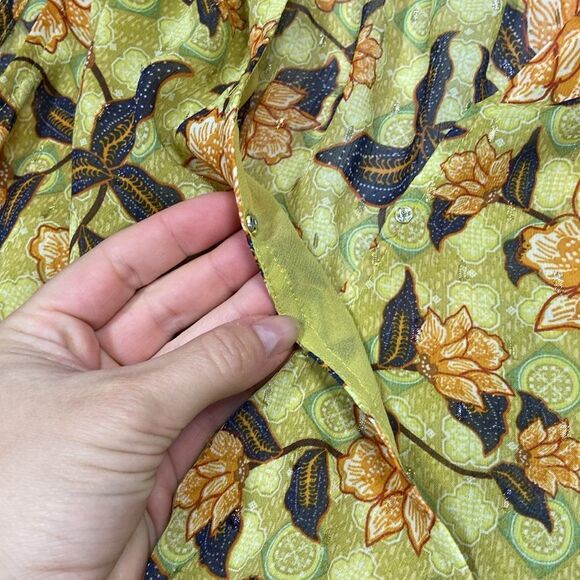 RACHEL Rachel Roy Green and Orange Floral Blouse size Medium - Picture 3 of 7